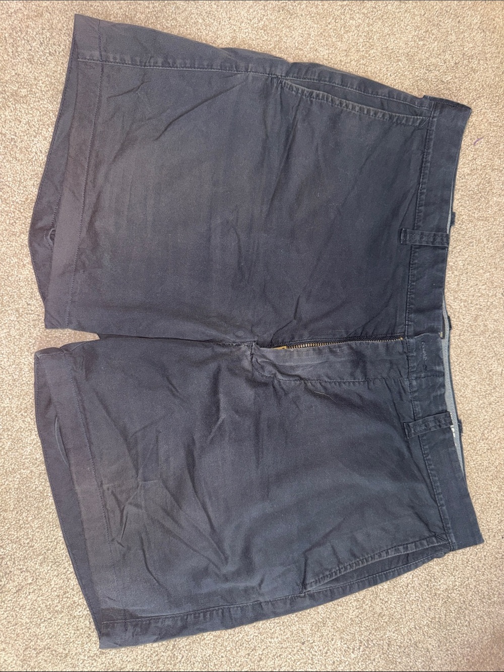 Men's dark navy worn deck shorts 36W 7” stretch